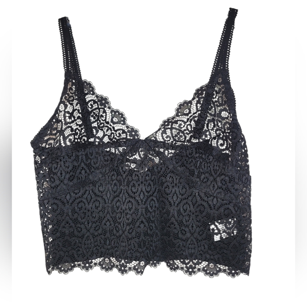 Olivaceous Elegant Black Lace Bralette New Large